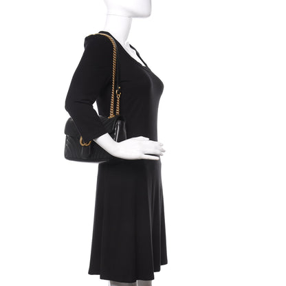 Gucci Calfskin Matelasse Small GG Marmont Shoulder Bag Black 2 of 13