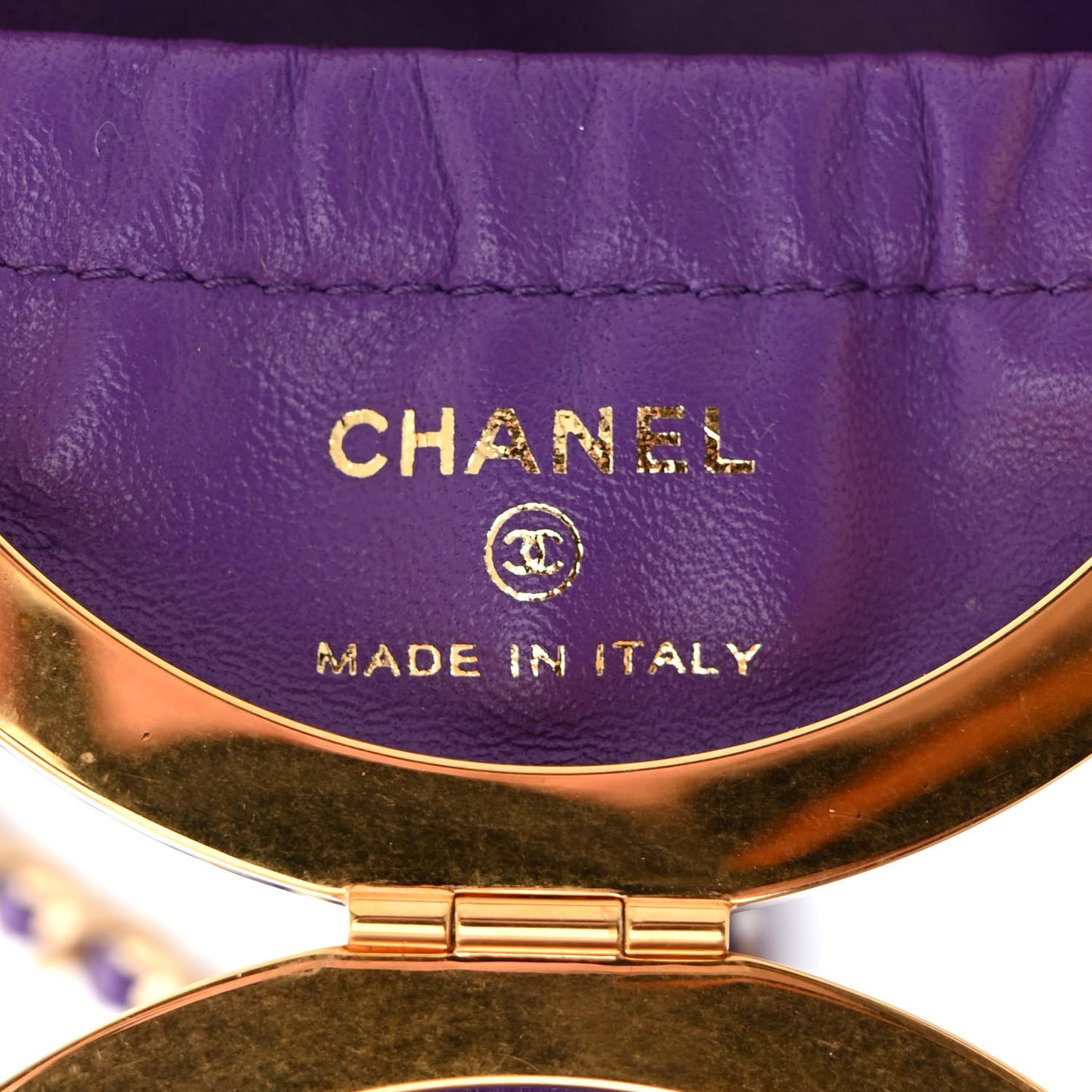 Lambskin CC Minaudiere Sphere Chain Clutch Purple