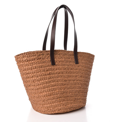Saint Laurent Raffia Calfskin Medium Panier Tote 3 of 10