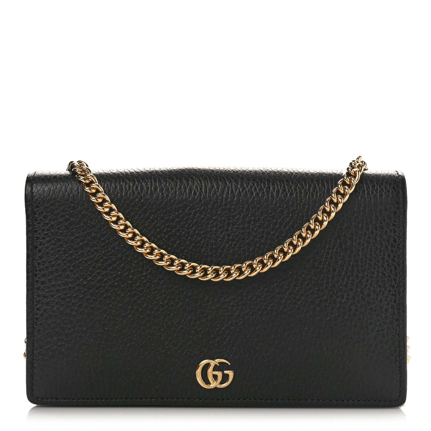 Calfskin Mini GG Marmont Chain Wallet Black