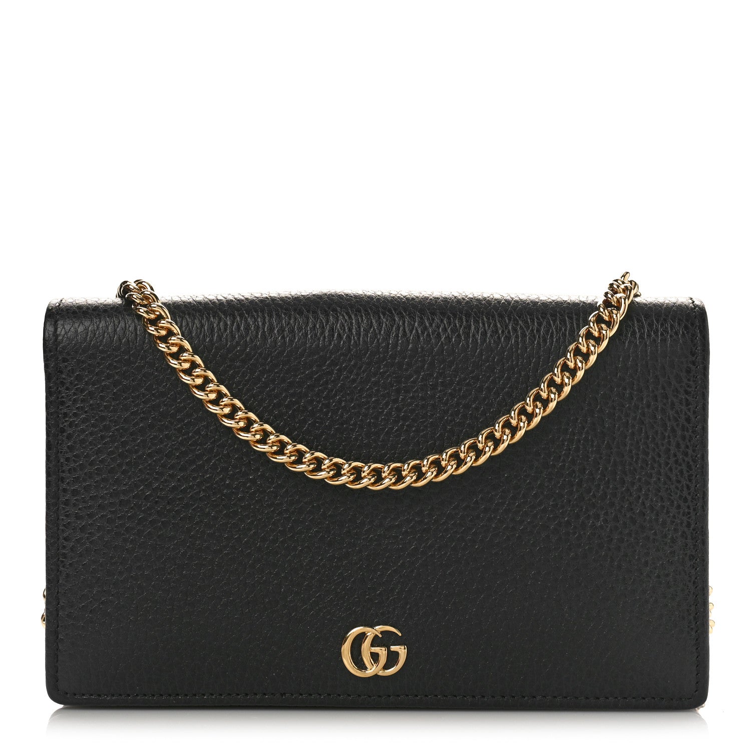 Gucci Calfskin Mini GG Marmont Chain Wallet Black 1 of 10