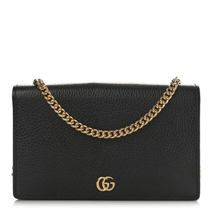 Gucci Calfskin Mini GG Marmont Chain Wallet Black 1 of 10