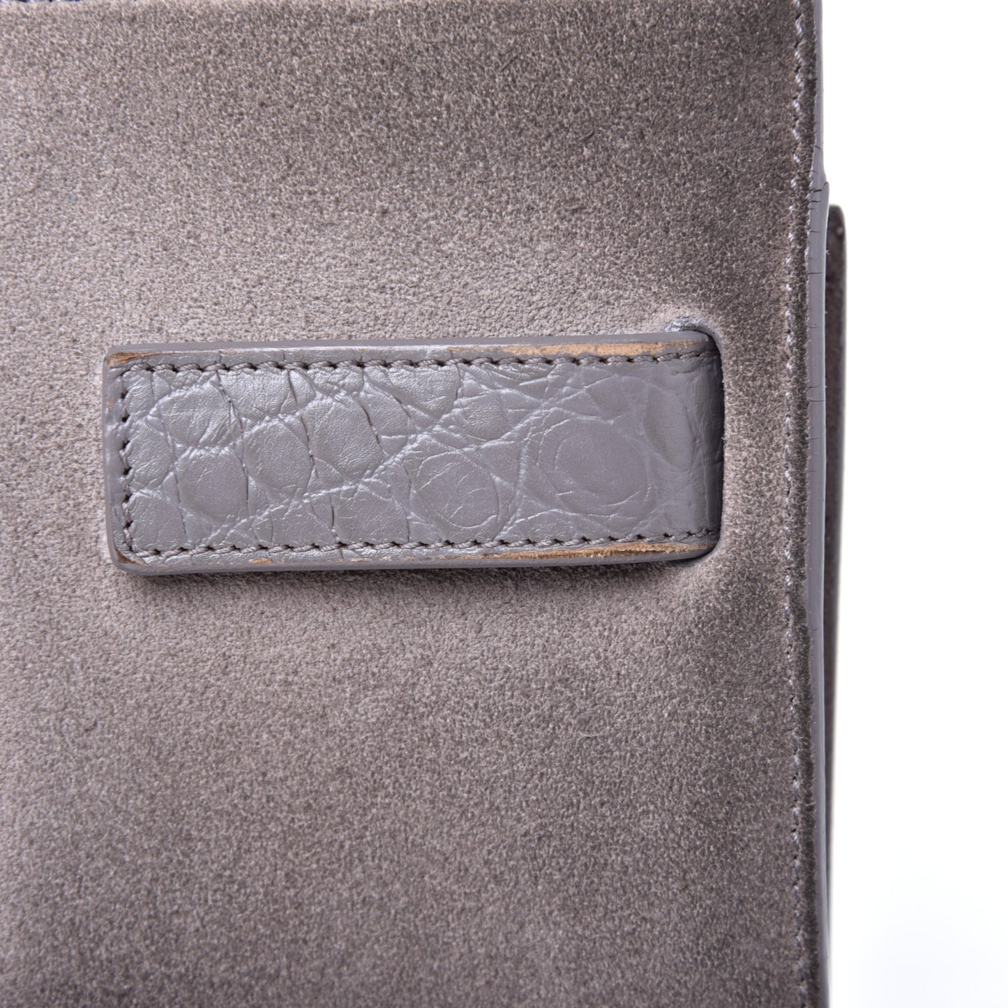 Suede Crocodile Embossed Small Sac de Jour Gray