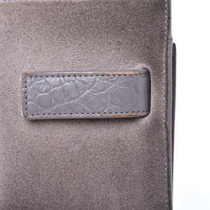 Saint Laurent Suede Crocodile Embossed Small Sac de Jour Gray 11 of 12