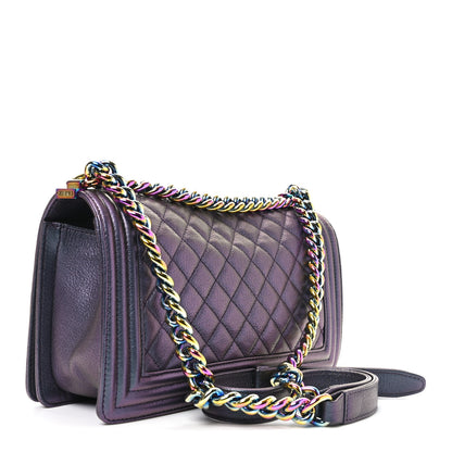 Chanel Iridescent Goatskin Quilted Medium Boy Flap Purple 3 of 10