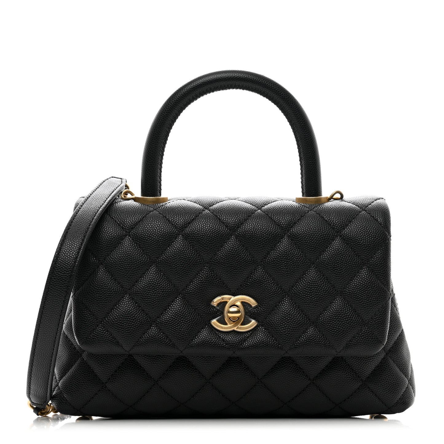 Caviar Quilted Mini Coco Handle Flap Black