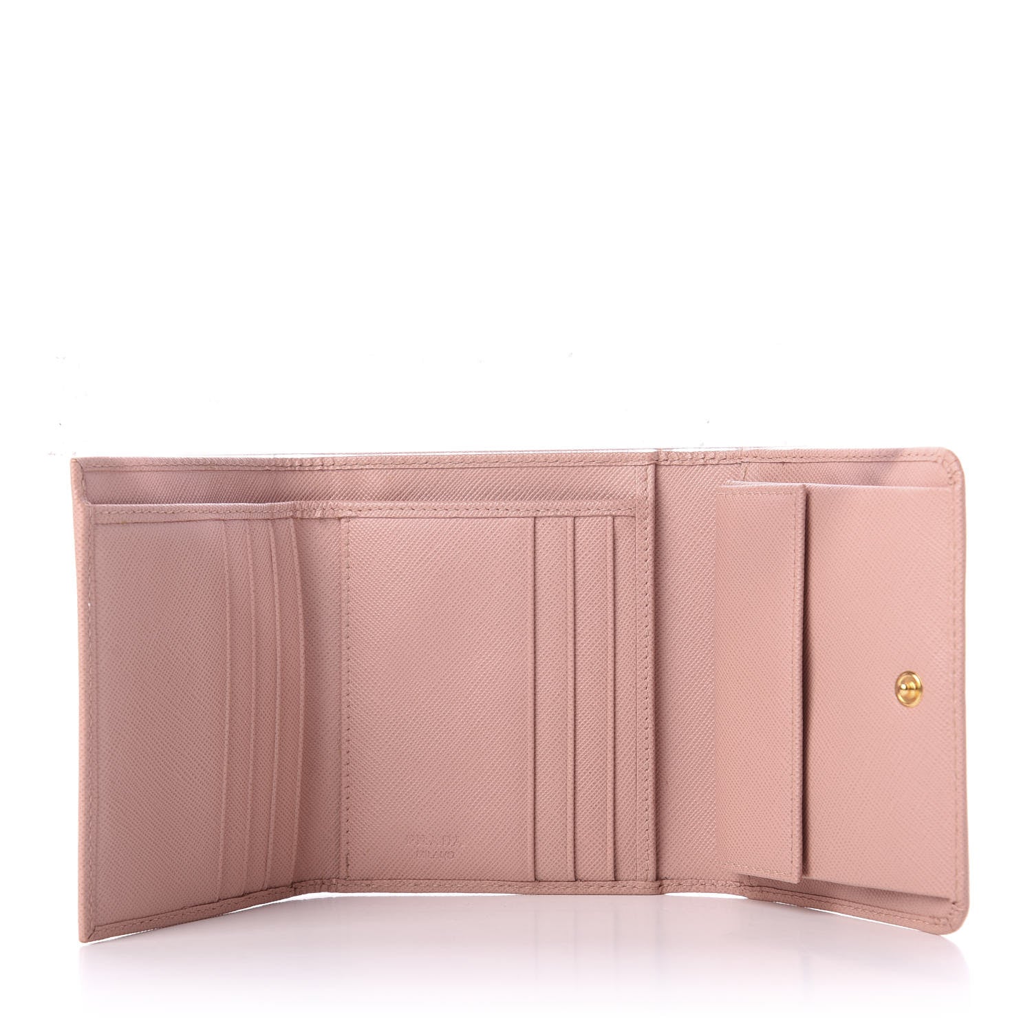 Prada Saffiano Metal Tri-Fold Wallet Orchidea 5 of 8