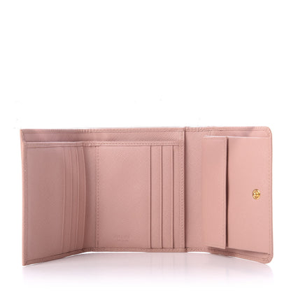 Prada Saffiano Metal Tri-Fold Wallet Orchidea 5 of 8