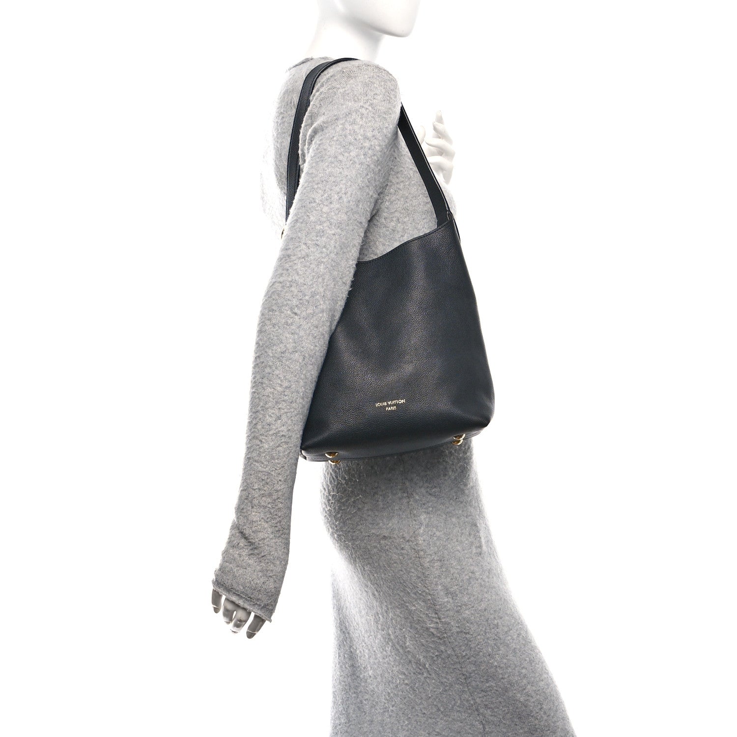 Louis Vuitton Grained Calfskin Low Key Hobo PM Black 2 of 10