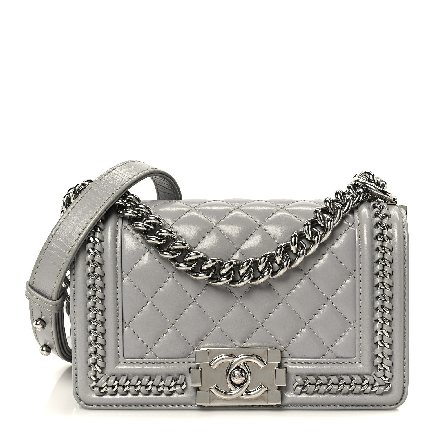 Chanel Iridescent Lambskin Quilted Small Chain Around Boy Flap Grey 1 of 10