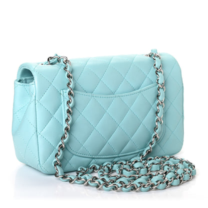Chanel Lambskin Quilted Mini Rectangular Flap Neon Blue 2 of 4