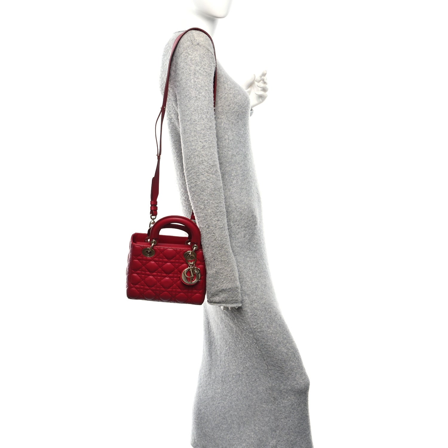 Christian Dior Lambskin Cannage Small My ABCDior Lady Dior Red 2 of 12
