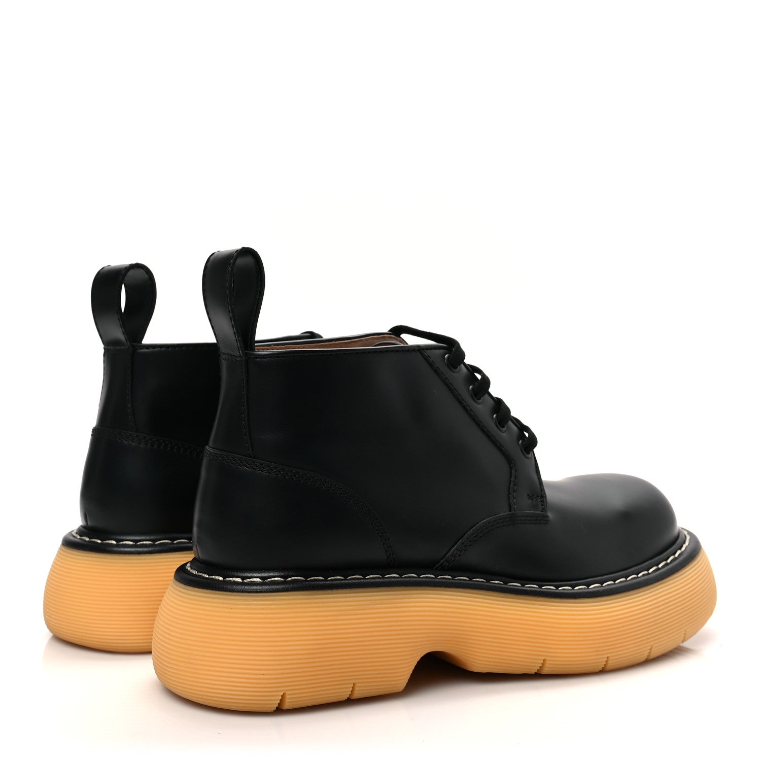 Bottega Veneta Calfskin Mens The Swell Lace Up Ankle Boots 40 Black Natural Rubber 4 of 8