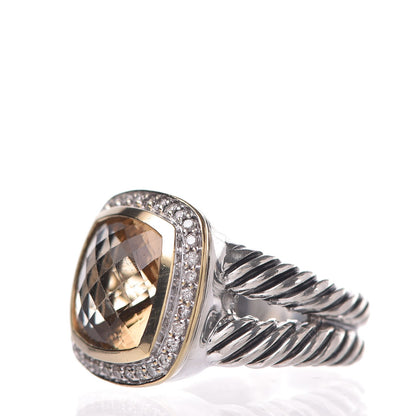 David Yurman Sterling Silver 18K Yellow Gold Diamond Smoky Quartz 11mm Albion Ring 54 7 3 of 5
