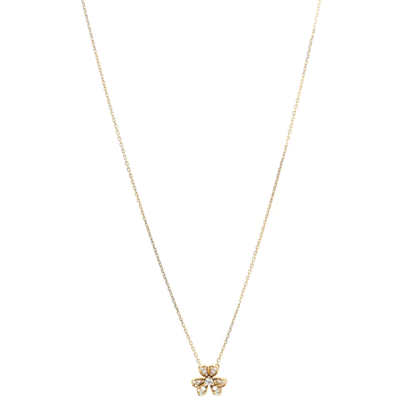 18K Yellow Gold Diamond Mini Frivole Pendant Pave Necklace