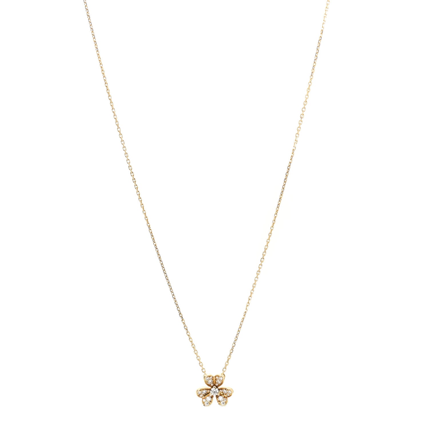 Van Cleef & Arpels 18K Yellow Gold Diamond Mini Frivole Pendant Pave Necklace 1 of 7