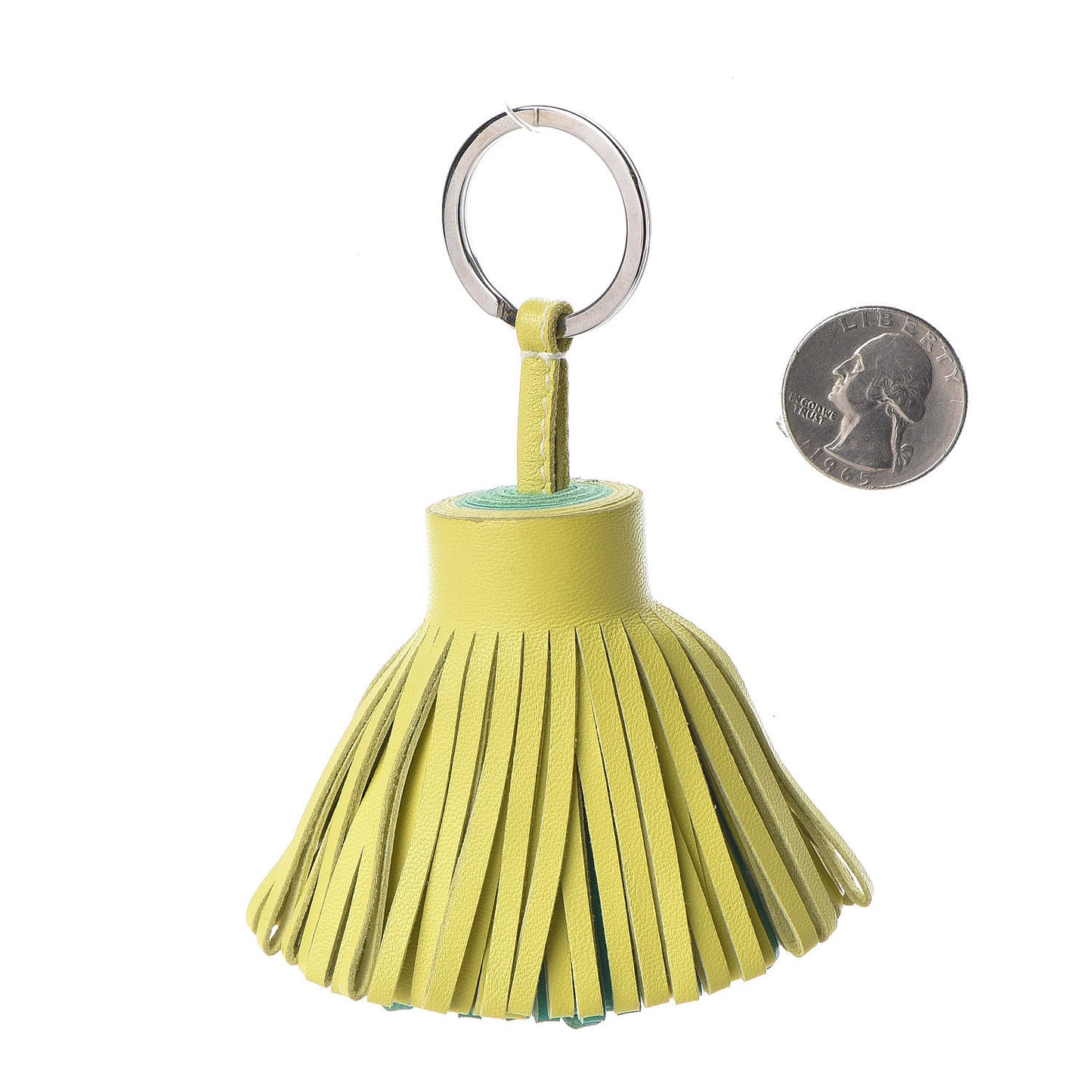 Lambskin Bi-Color Carmen Tassel Key Holder Lime Menthe