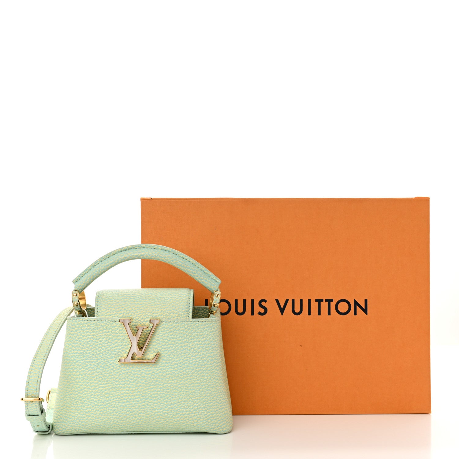 Louis Vuitton Taurillon Summer Stardust Mini Capucines  Vert D'eau 12 of 12