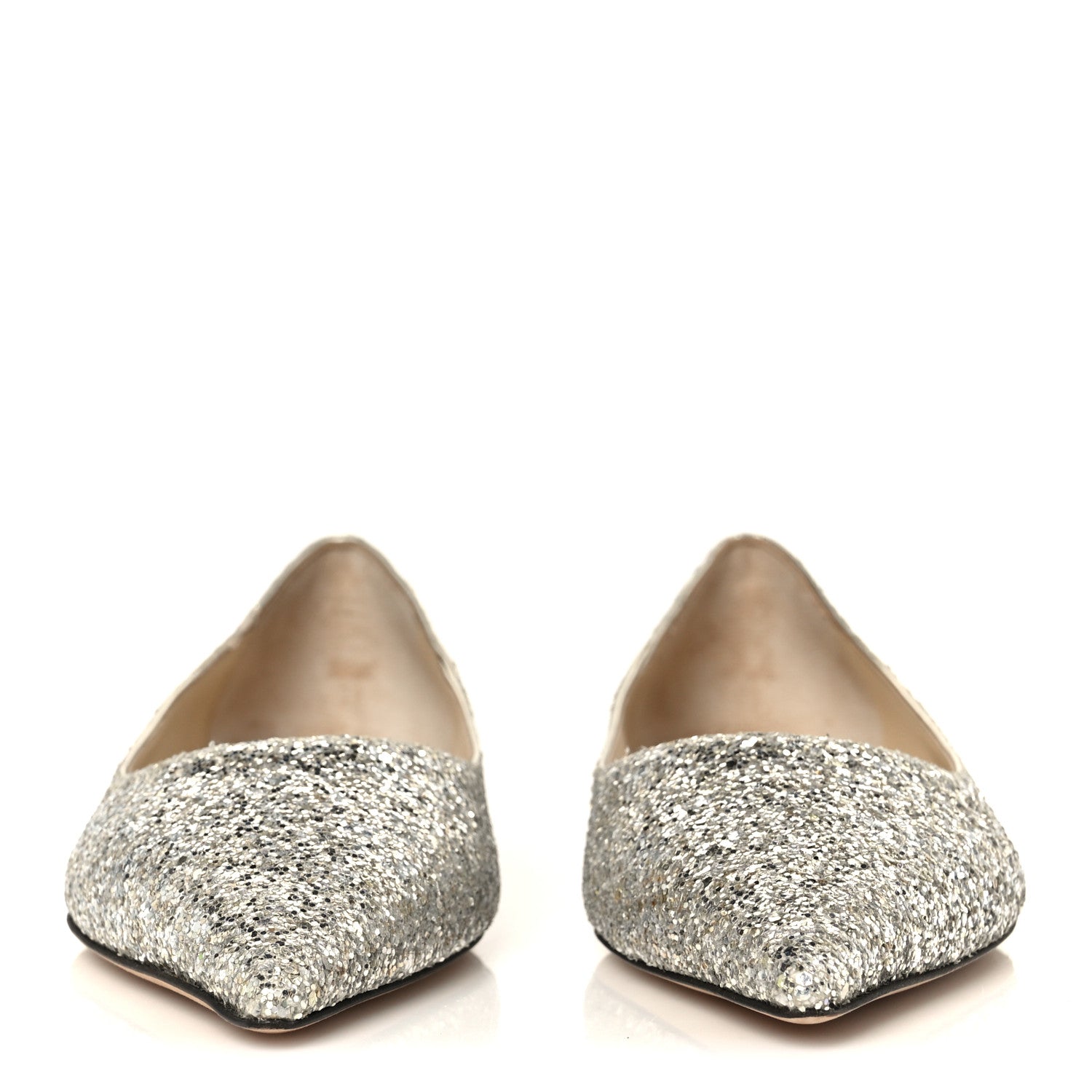 Jimmy Choo Galaxy Glitter Mesh Love Flats 36 Silver Sparks 3 of 9