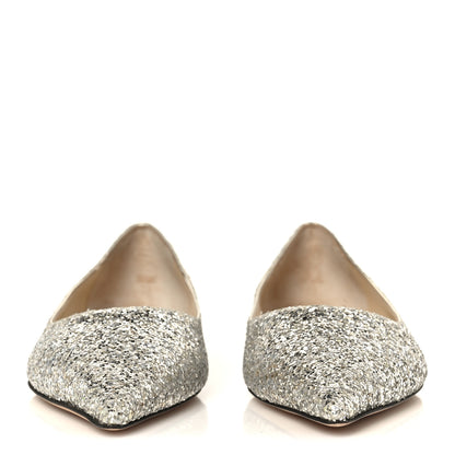 Jimmy Choo Galaxy Glitter Mesh Love Flats 36 Silver Sparks 3 of 9