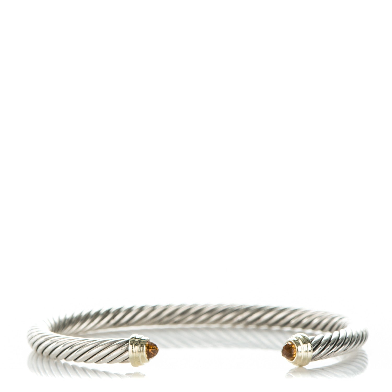David Yurman Sterling Silver 14K Yellow Gold Citrine 5mm Cable Classics Petite Color Bracelet 1 of 5