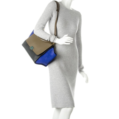 Celine Smooth Calfskin Suede Medium Tri-Color Trapeze Indigo 3 of 8