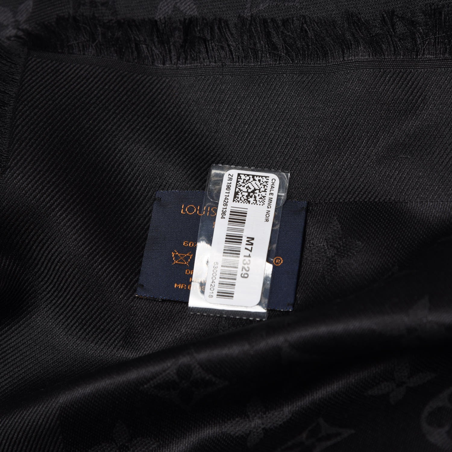 Louis Vuitton Silk Wool Monogram Shawl Black 4 of 4