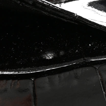 Alexander McQueen Calfskin Crocodile Embossed Skull Zip Wallet Card Holder Black 8 of 9
