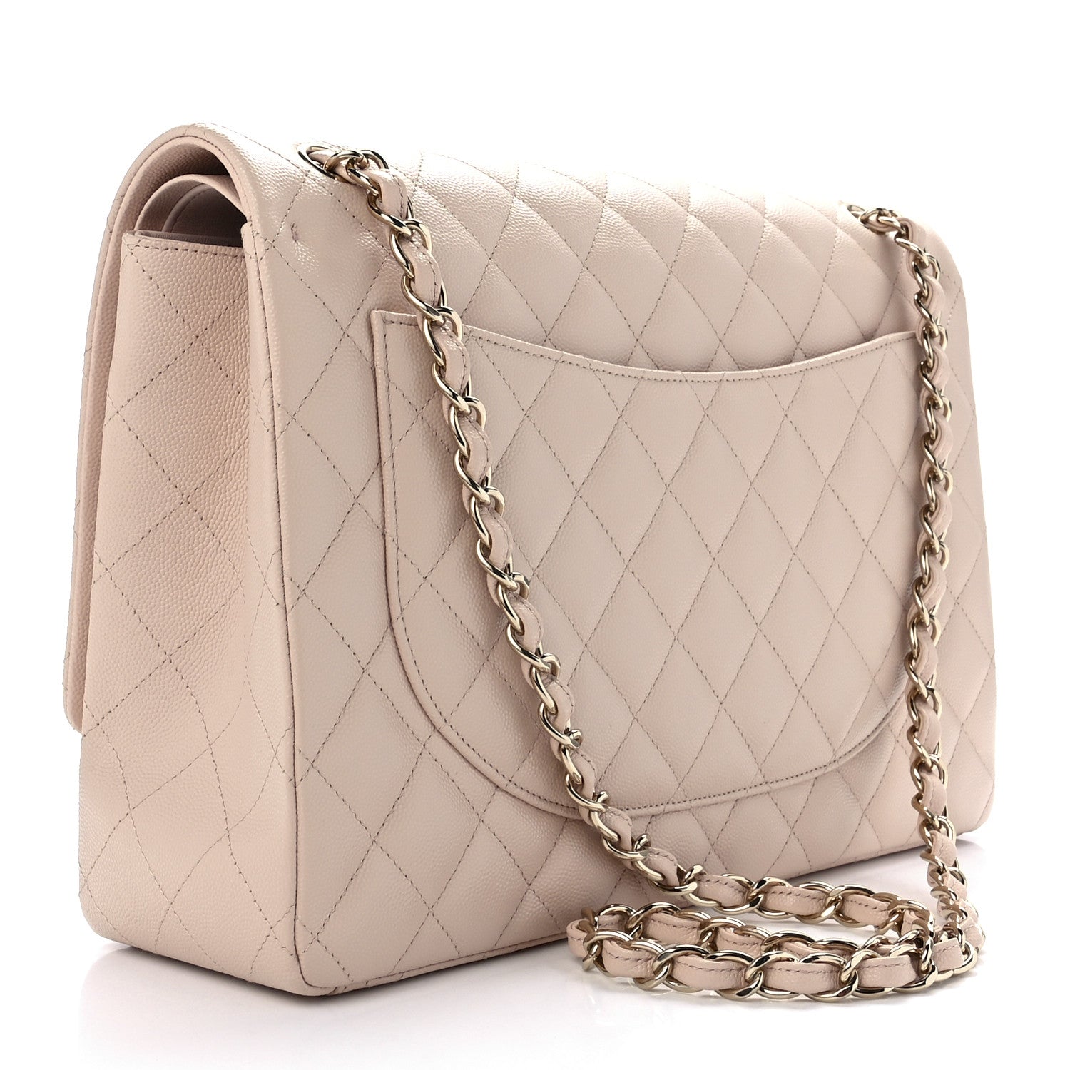Chanel Caviar Quilted Maxi Double Flap Beige 3 of 13