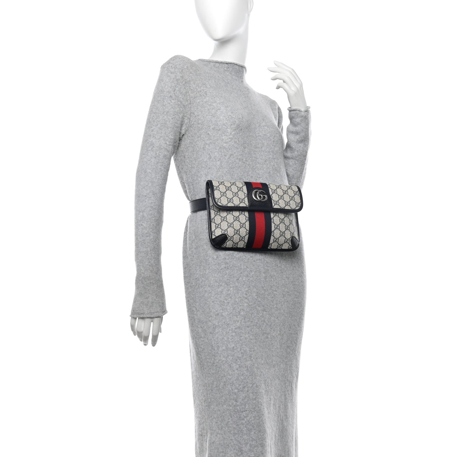 Gucci GG Supreme Monogram Web Small Ophidia Belt Bag 80 32 Beige Navy 2 of 10