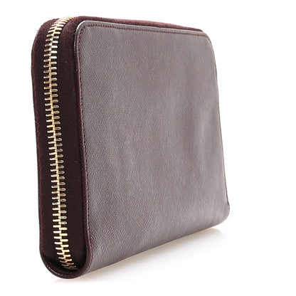 Prada Saffiano Metal Zip Around Wallet Bordeaux 3 of 8