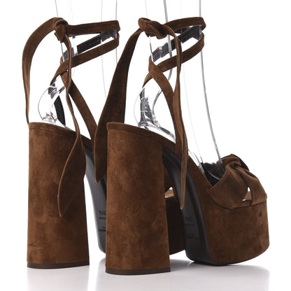 Saint Laurent Suede Bianca 125 Platform Sandals 39.5 Brown 4 of 8