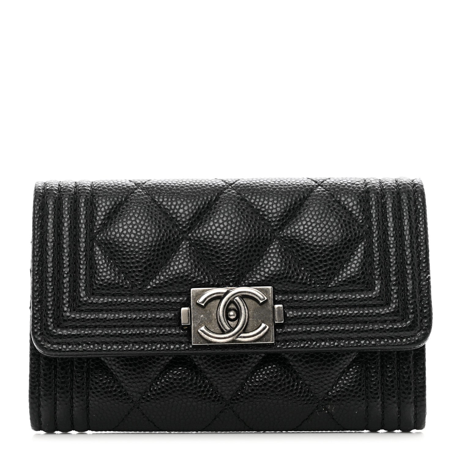 Chanel Caviar Quilted Boy Flap Card Holder Black 1 of 8