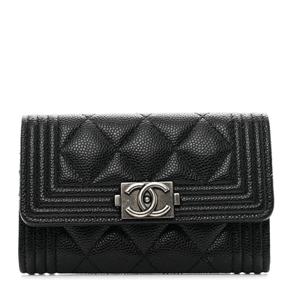 Chanel Caviar Quilted Boy Flap Card Holder Black 1 of 8