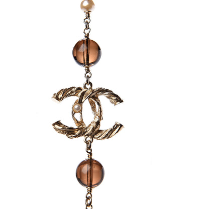 Chanel Beaded Resin CC Long Necklace Gold Multicolor 3 of 8