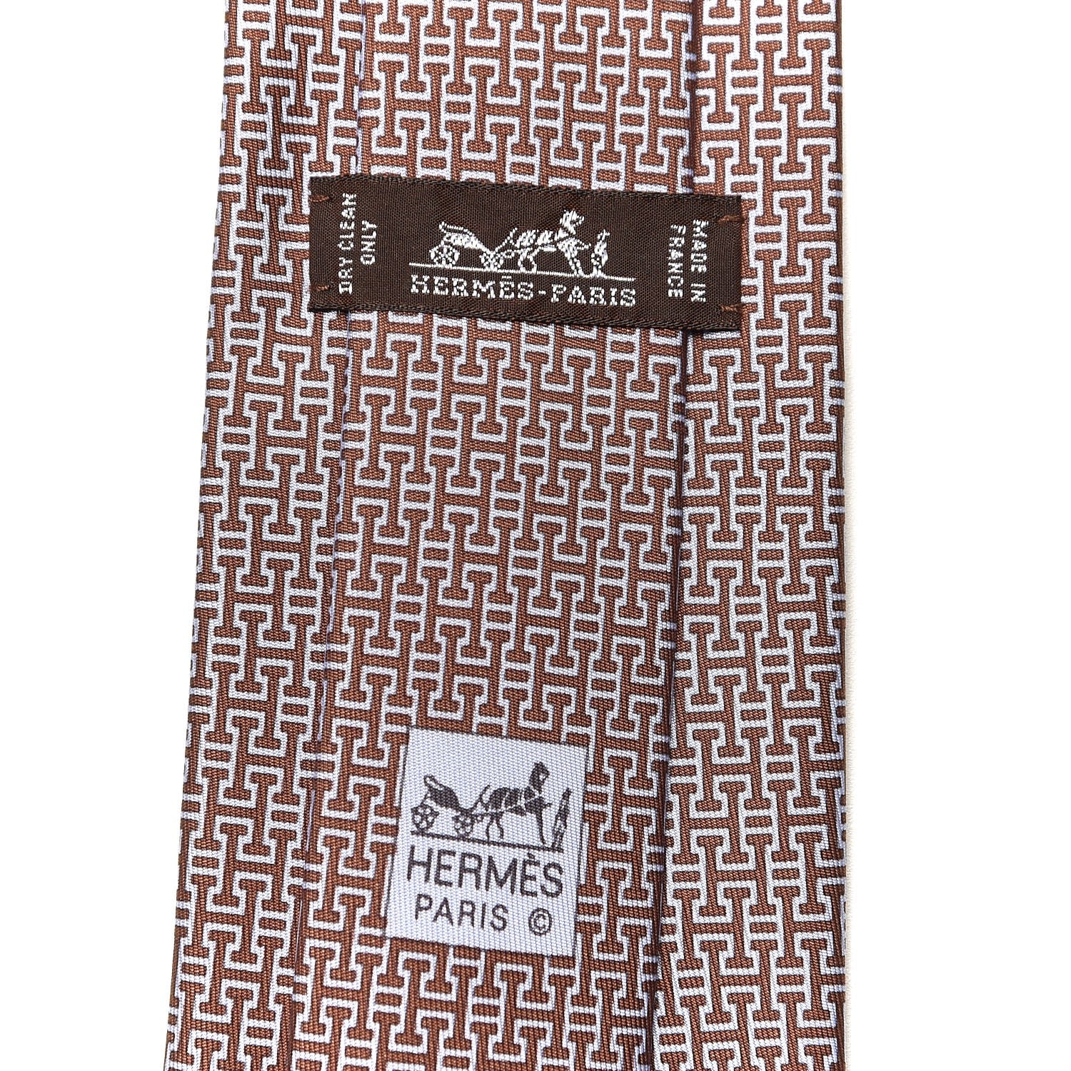 Hermes Silk Printed Mens Labyrinthe Neck Tie Ciel Marron 3 of 4