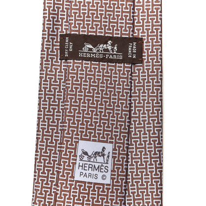 Hermes Silk Printed Mens Labyrinthe Neck Tie Ciel Marron 3 of 4