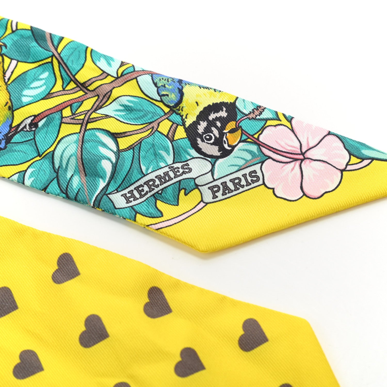 Hermes Silk Jungle Love Love Twilly Jaune Vif Canard 2 of 5