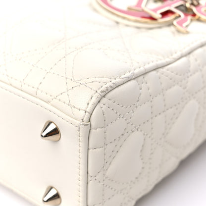Christian Dior Lambskin Cannage Dioramour Heart Small Lady Dior White Red 9 of 16