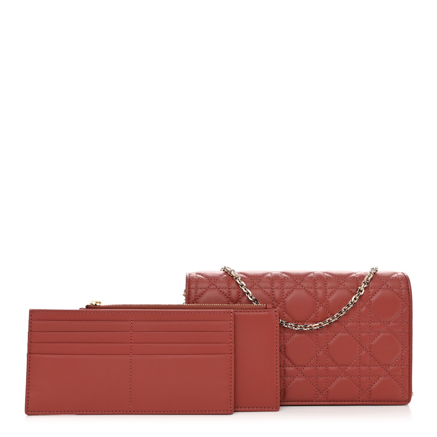 Christian Dior Lambskin Cannage Lady Dior Pouch Rust 1 of 10