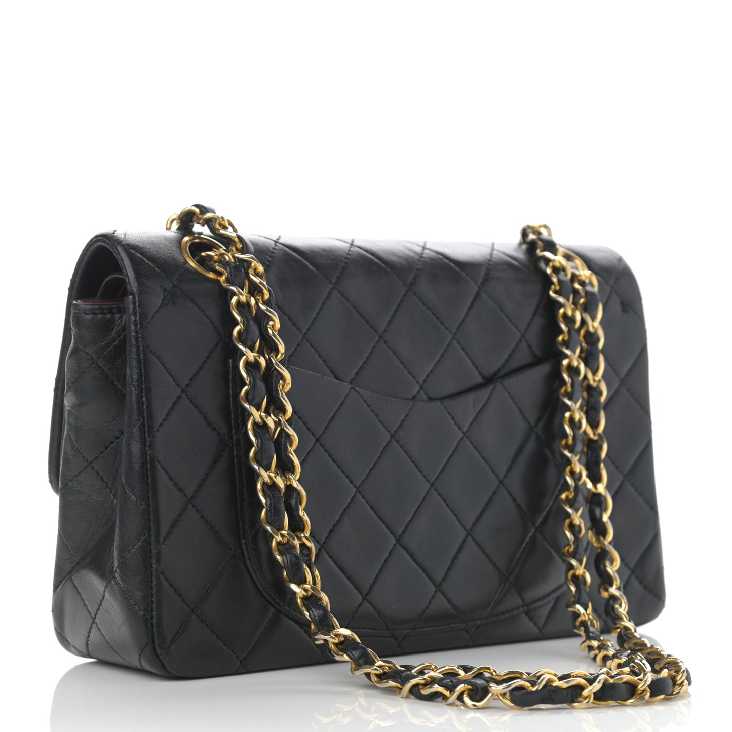 Lambskin Quilted Small Double Flap Black