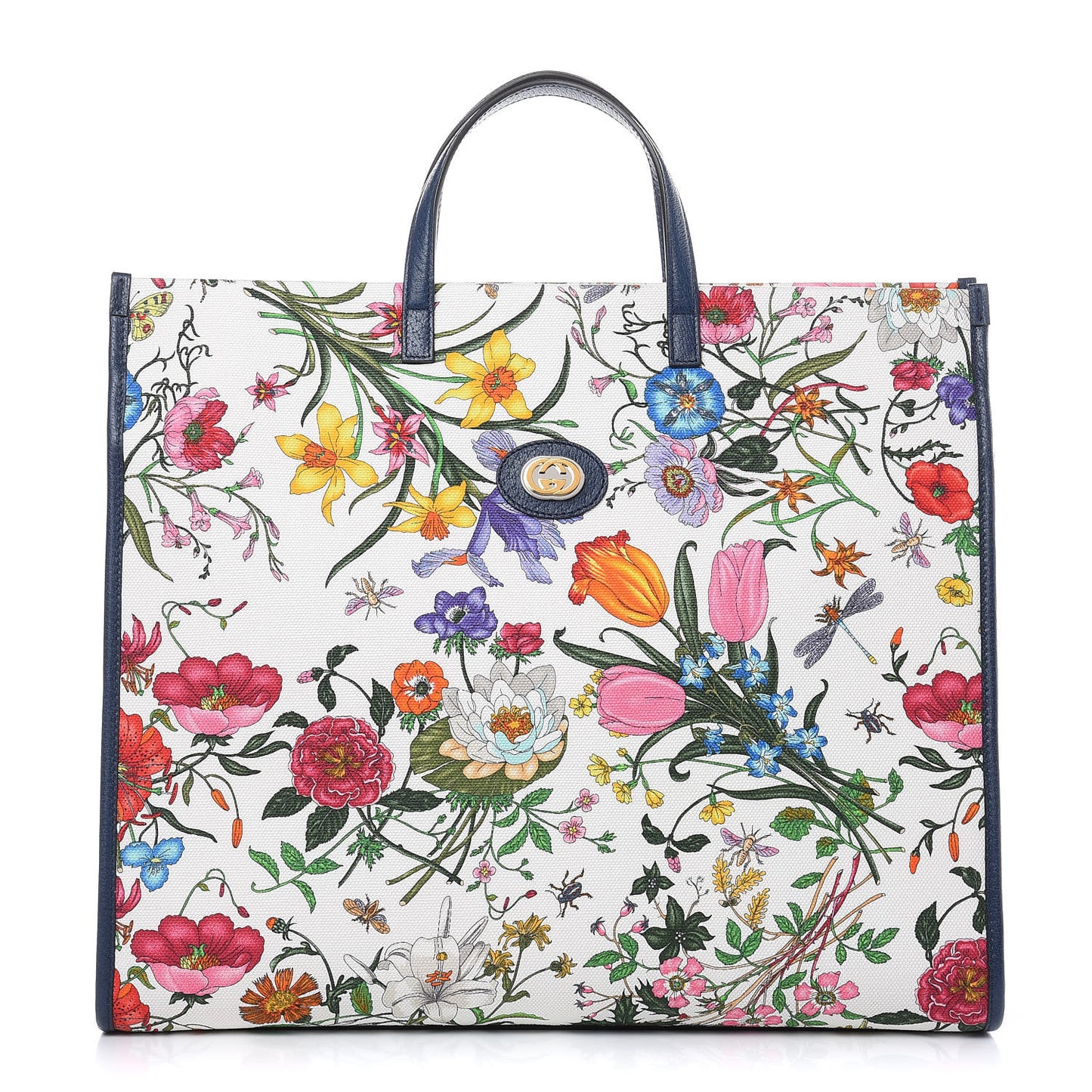 Canvas Large Flora Tote Navy Multicolor