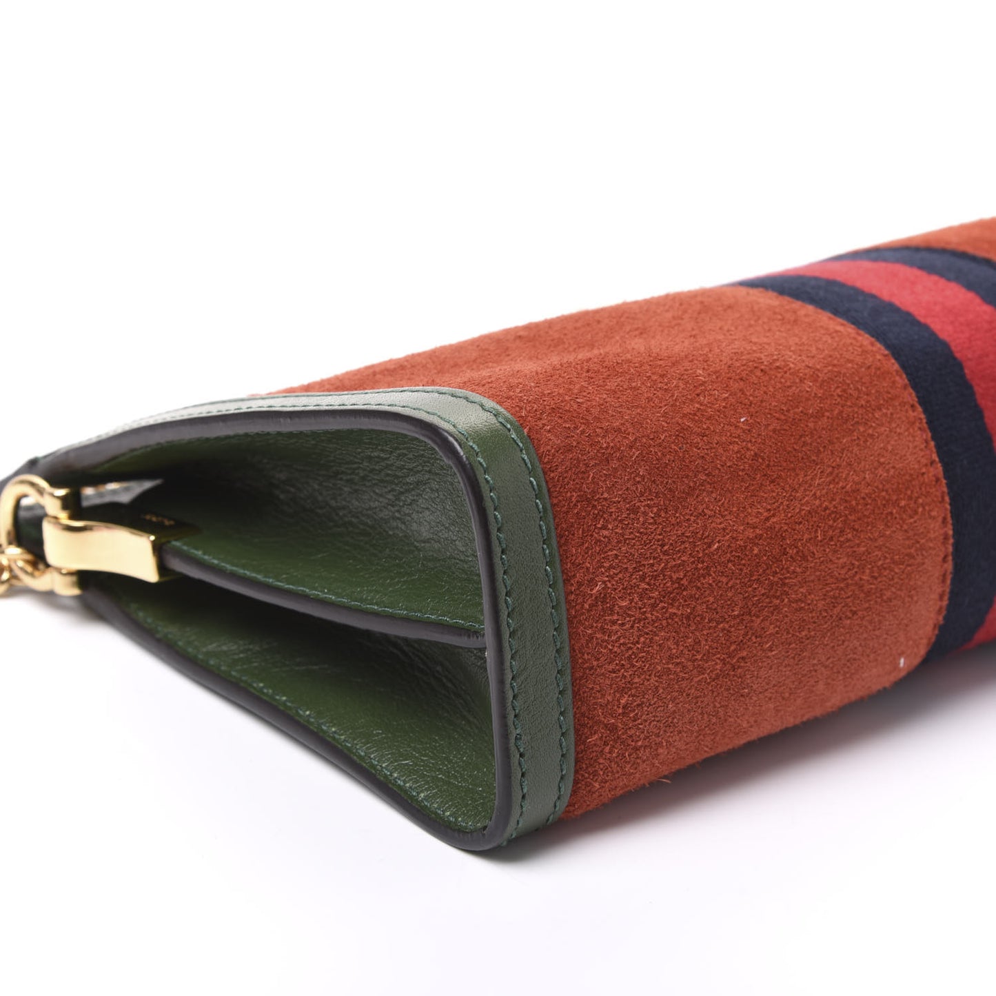 Suede Calfskin GG Web Small Ophidia Chain Shoulder Bag Brown Red Green