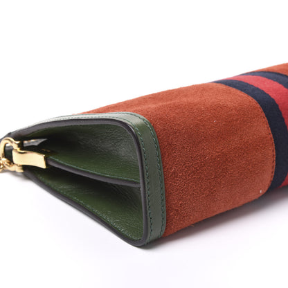 Gucci Suede Calfskin GG Web Small Ophidia Chain Shoulder Bag Brown Red Green 5 of 9