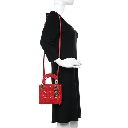Christian Dior Patent Cannage Mini Lady Dior Red 2 of 12