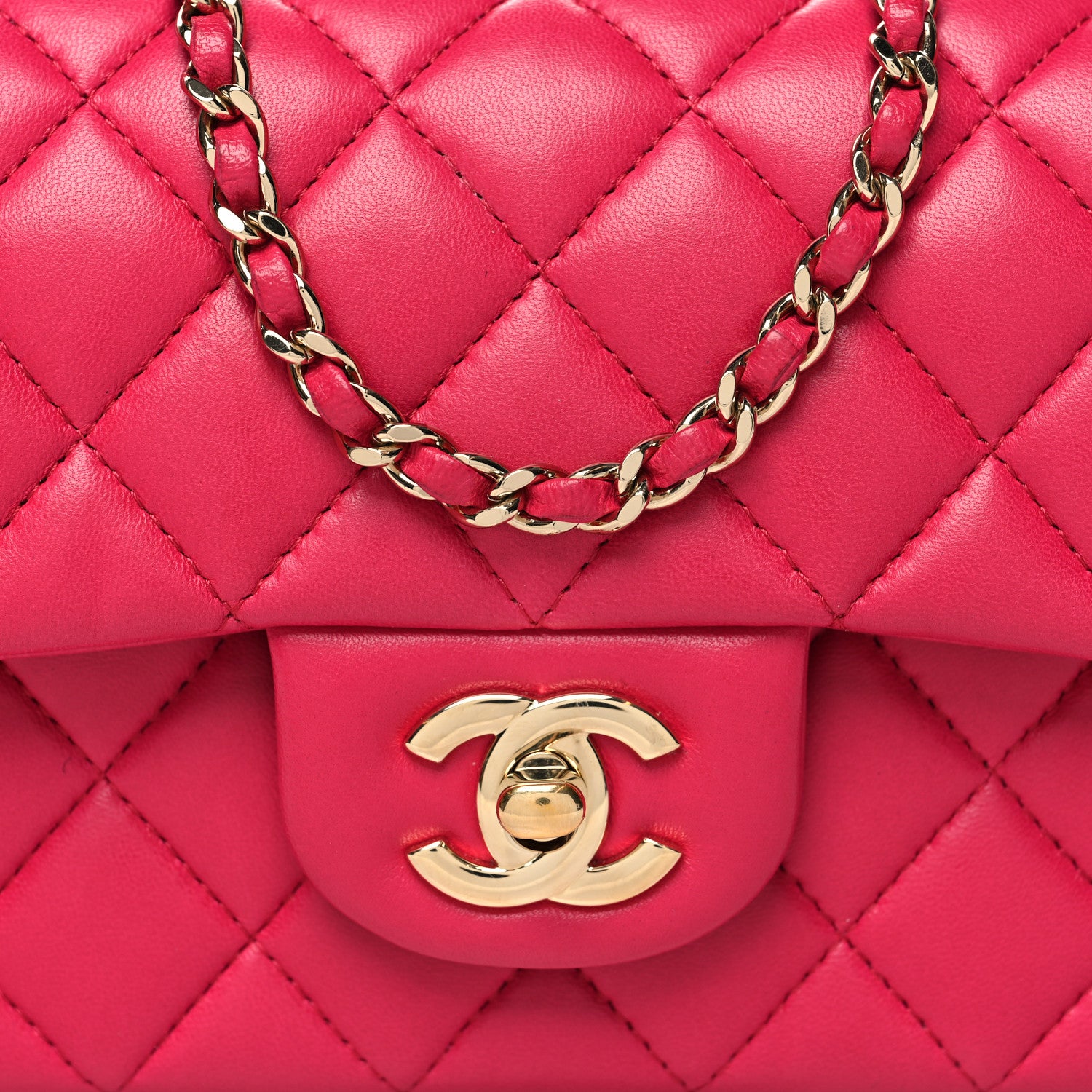Chanel Lambskin Quilted Mini Top Handle Rectangular Flap Dark Pink 8 of 10