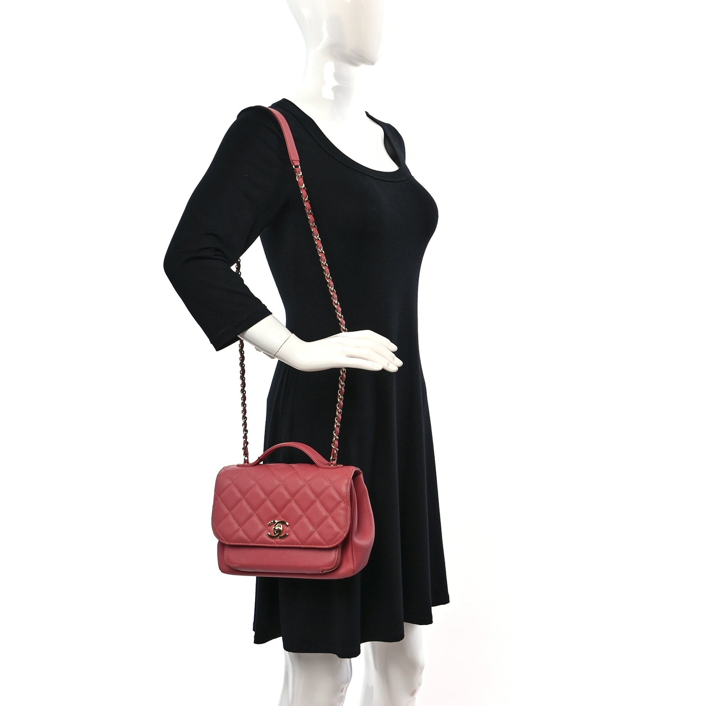 Caviar Quilted Medium Business Affinity Flap Pink