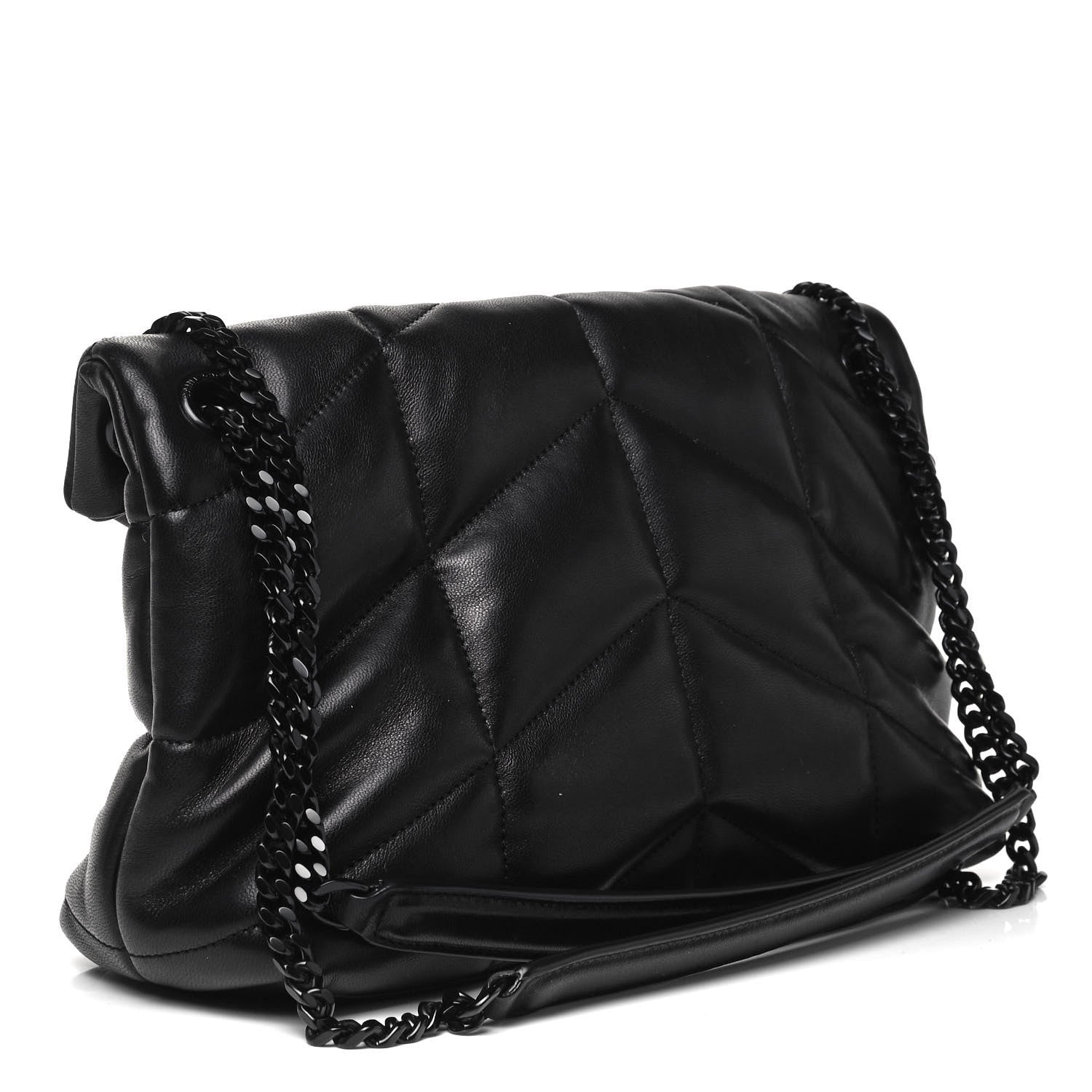 Saint Laurent Lambskin Quilted Small Loulou Puffer Monogram Chain Satchel Black 3 of 9