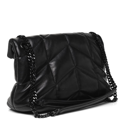 Saint Laurent Lambskin Quilted Small Loulou Puffer Monogram Chain Satchel Black 3 of 9