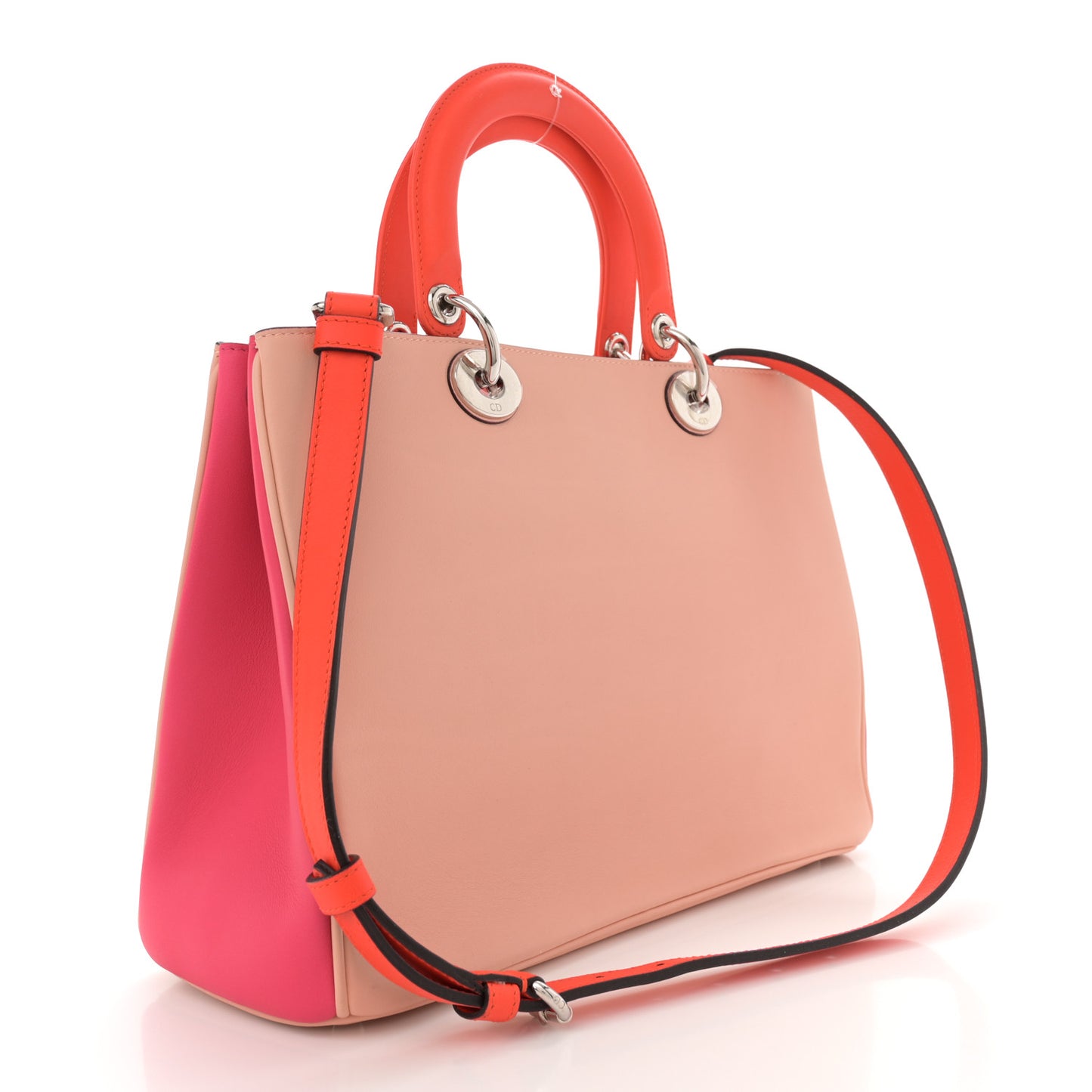 Smooth Calfskin Medium Tri-Color Diorissimo Tote Pink Fuchsia Orange